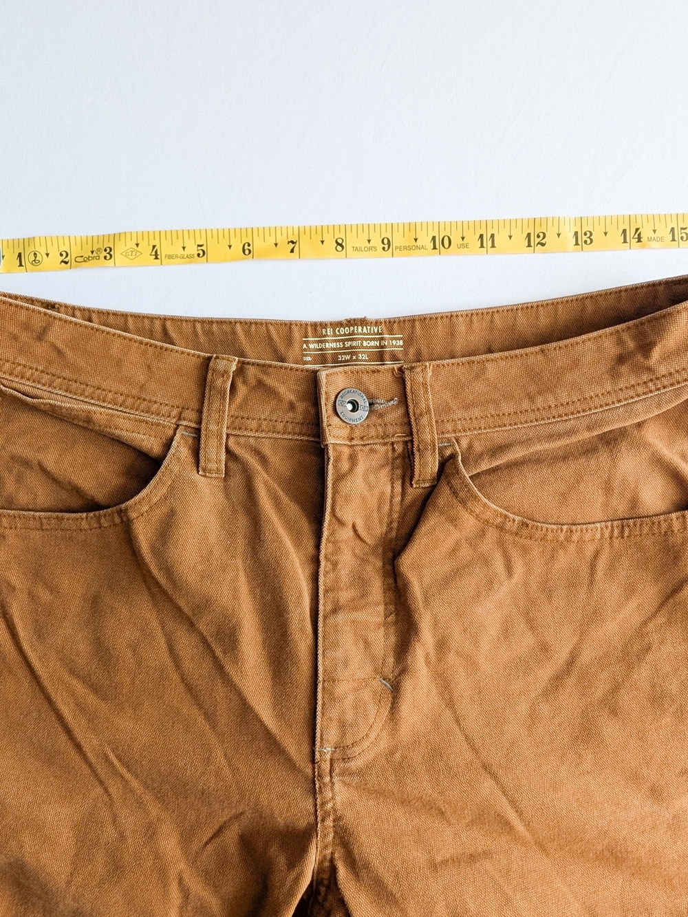 REI Cooperative Pants Mens 32x32 Caramel Brown Canvas Cargo Workwear Utility - Picture 8 of 9
